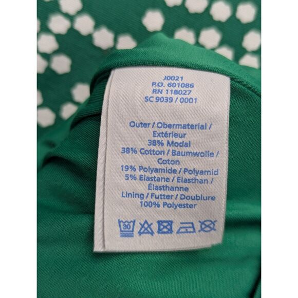 Boden Julianna Ponte Fit and Flare Midi Dress Size 16 Long Polka Dot Modal Green - Picture 15 of 15